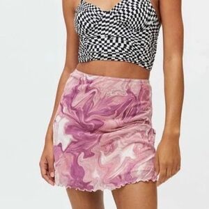NWT Urban Outfitters Printed pink Mesh Mini Skirt XS